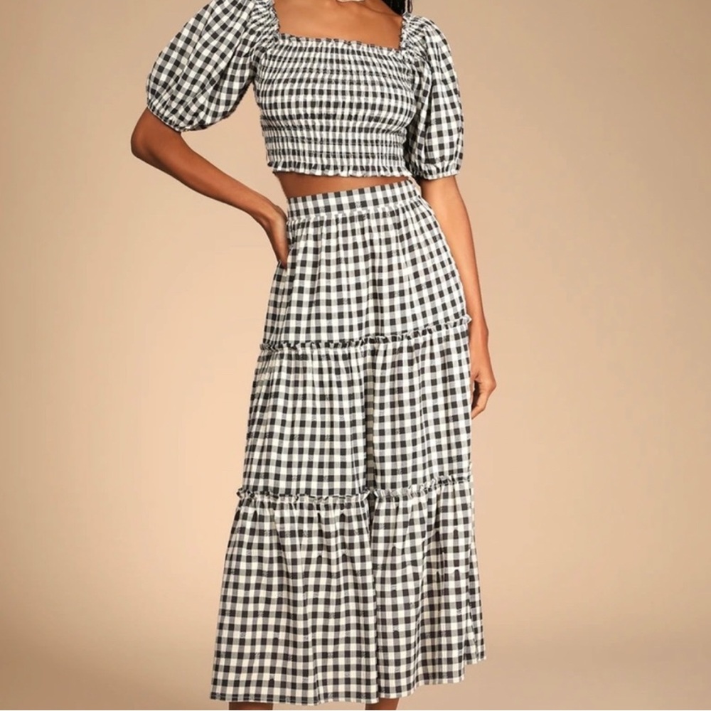 Lulus Gingham Top & Skirt, never worn, XS